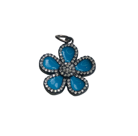 Turquoise Enamel Flower Charm