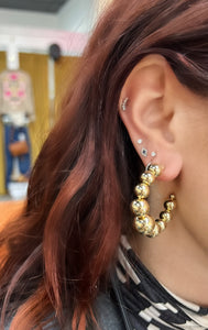 Large Gold Ball Hoop Earrings