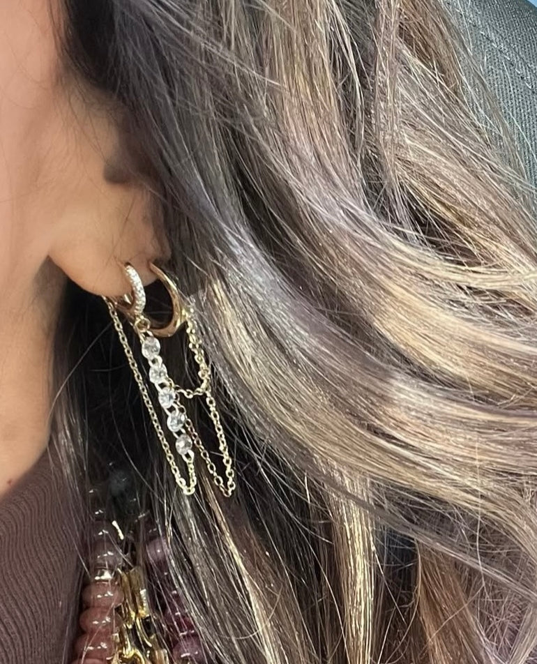 Hanging Crystal Huggie Earrings