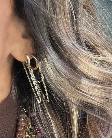 Hanging Crystal Huggie Earrings
