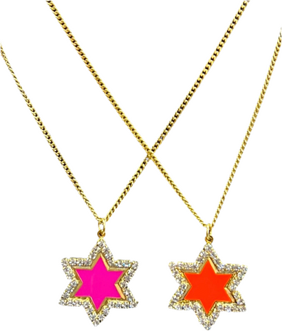 Neon Star Of David Necklace