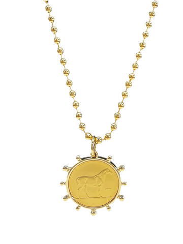 Gold Horse Medallion Necklace