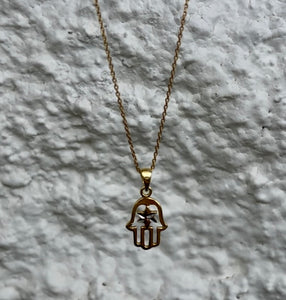 Gold Hamsa/Star Of David Necklace