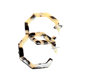 Animal Hexagon Hoop Earrings