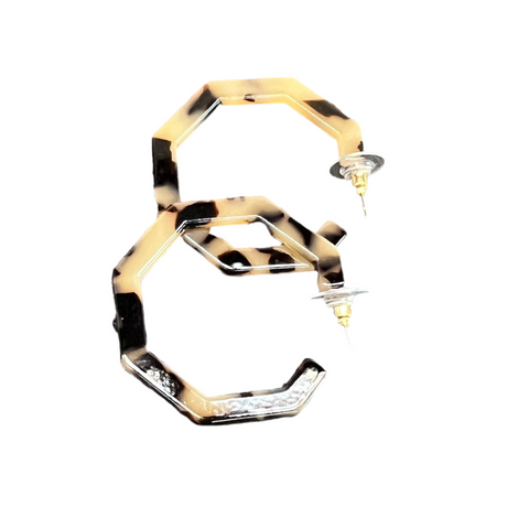 Animal Hexagon Hoop Earrings
