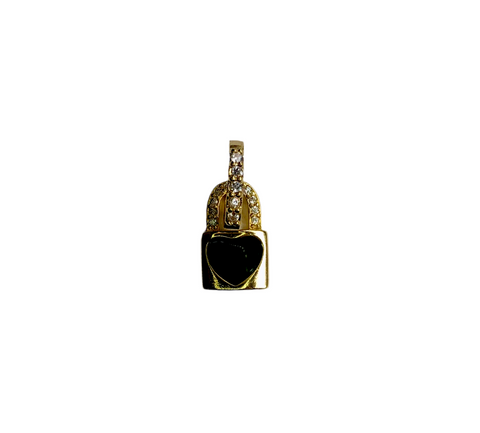 Black Enamel Heart Locket Charm