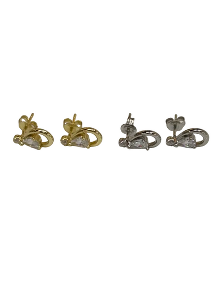 Pear Diamond Drop Stud Earrings