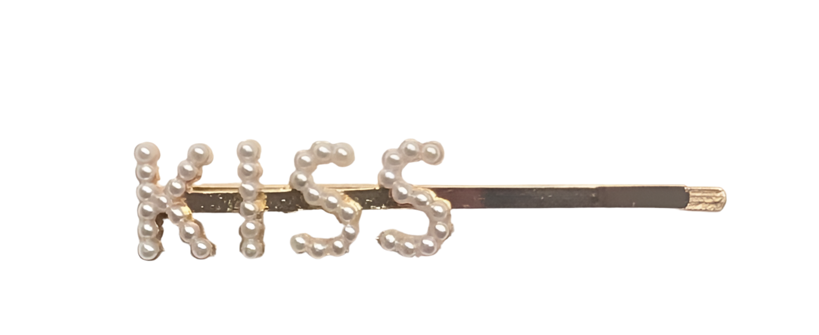 Gold KISS Pearl Barrette