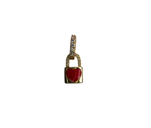 Red Enamel Heart Locket Charm