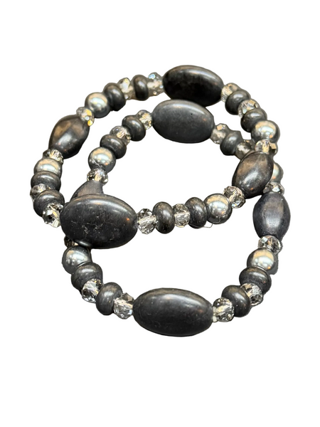 Black Beaded Crystal Bracelet