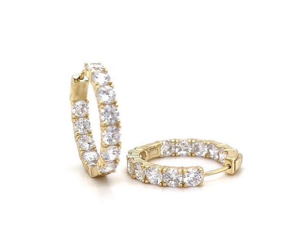Classic Diamond Hoop Earrings 1”