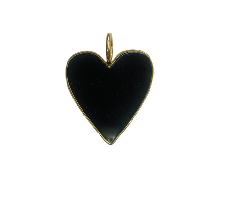 Black Enamel Heart Charm