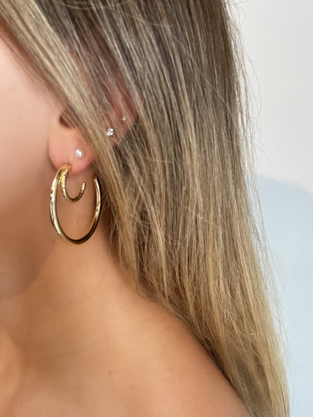 Gold 2n1 Hoop Earrings