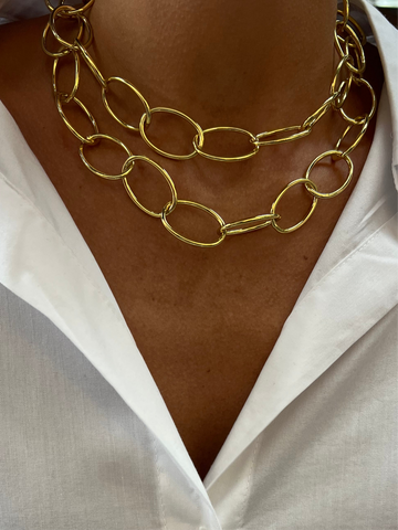 Long Gold Circle Necklace