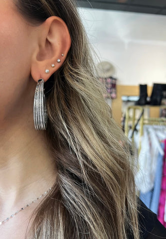 Large Silver Metallic Hoop Earring