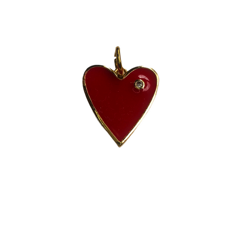 Red Medium Enamel Heart Charm