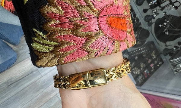 Gold Herringbone Bracelet