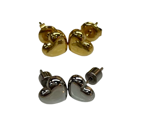 Small Puffy Heart Stud Earrings