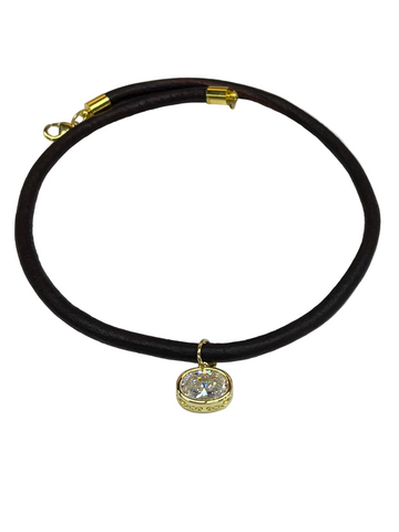 Brown Cord Charm Necklace