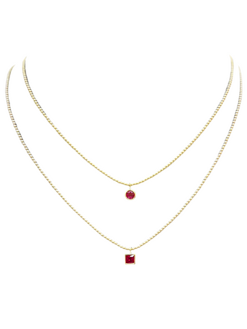 Red Geometric Beaded Necklace