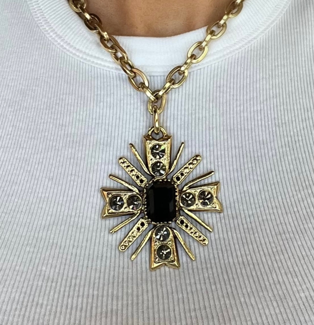 Gold Starburst Pendant Necklace