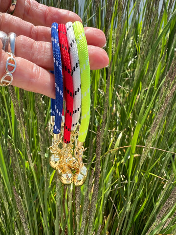 Gold Puffy Heart Striped Cord Bracelet