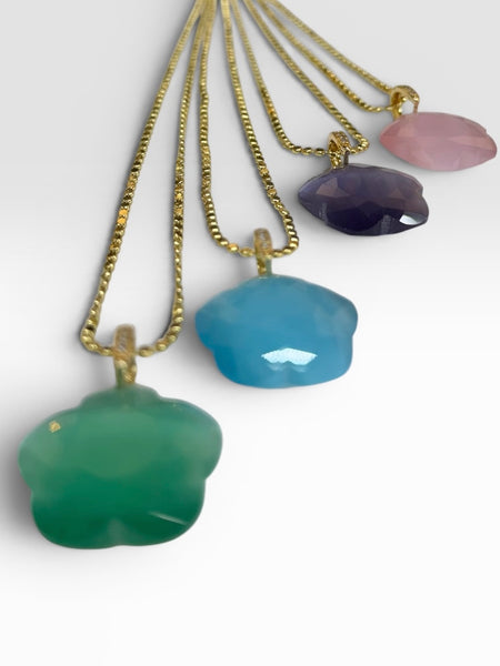 Gemstone Flower Pendant Necklace