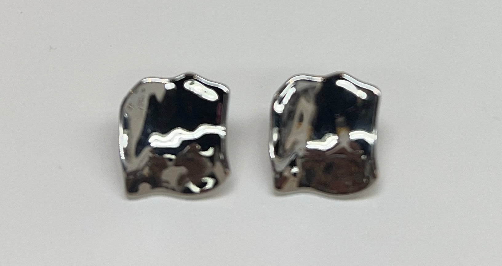 Silver Hammered Geometric Earrings