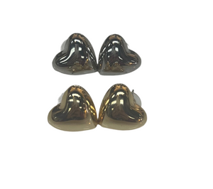 Medium Puffy Heart Stud Earrings
