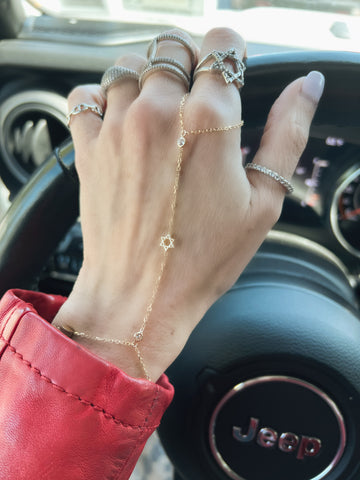 Gold Star of David Hand Chain