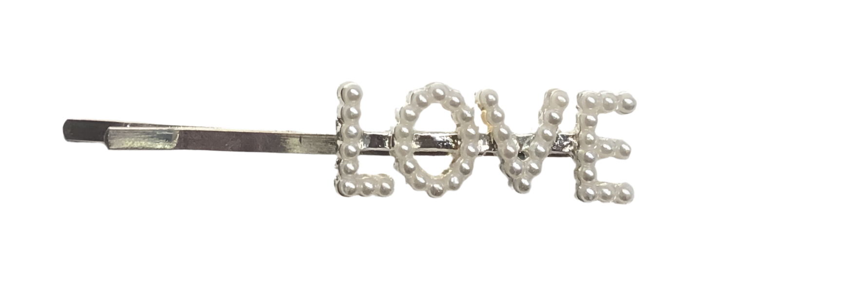 Silver LOVE Pearl Barrette