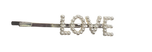 Silver LOVE Pearl Barrette