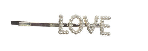 Silver LOVE Pearl Barrette