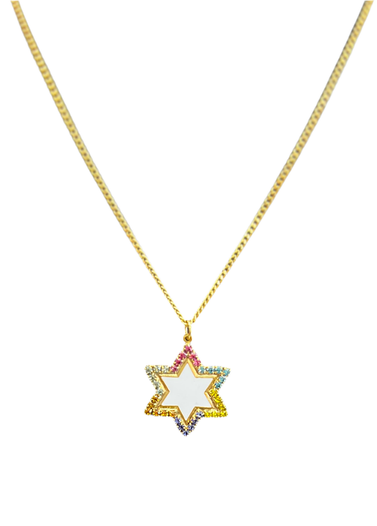 Neon Multicolor Star Of David Necklace