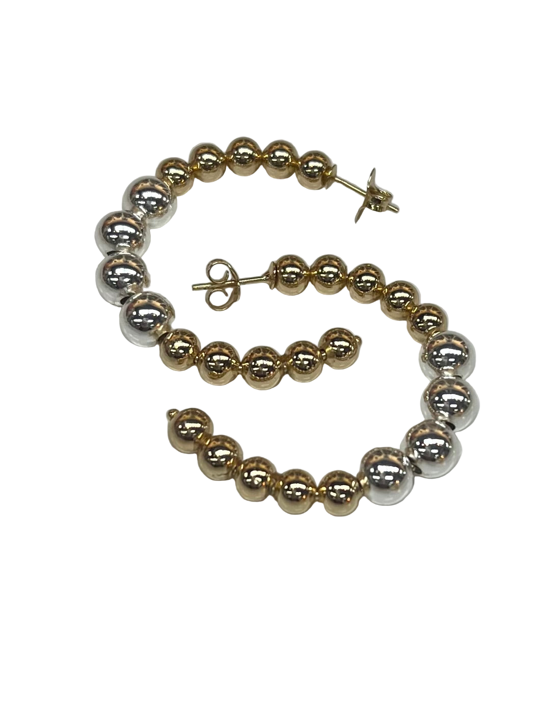 Beaded Armor Two Tone Hoop Earrings