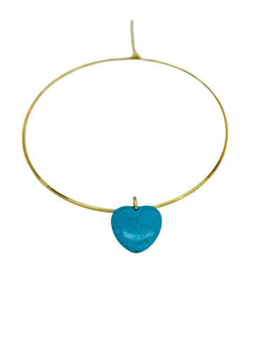 Turquoise Heart Collar Necklace