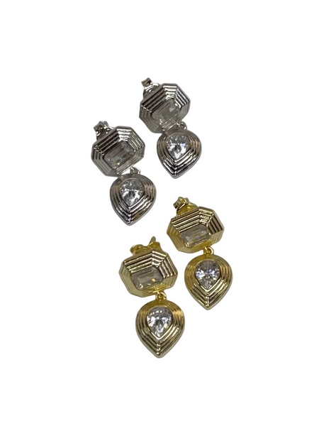 Art Deco Pear Diamond Drop Earrings