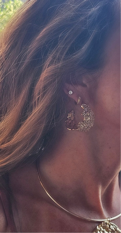 Gold Hammered Hoop Earrings
