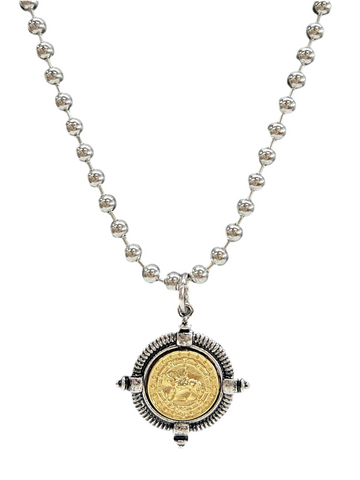 Mixed Metal Horse Medallion Necklace