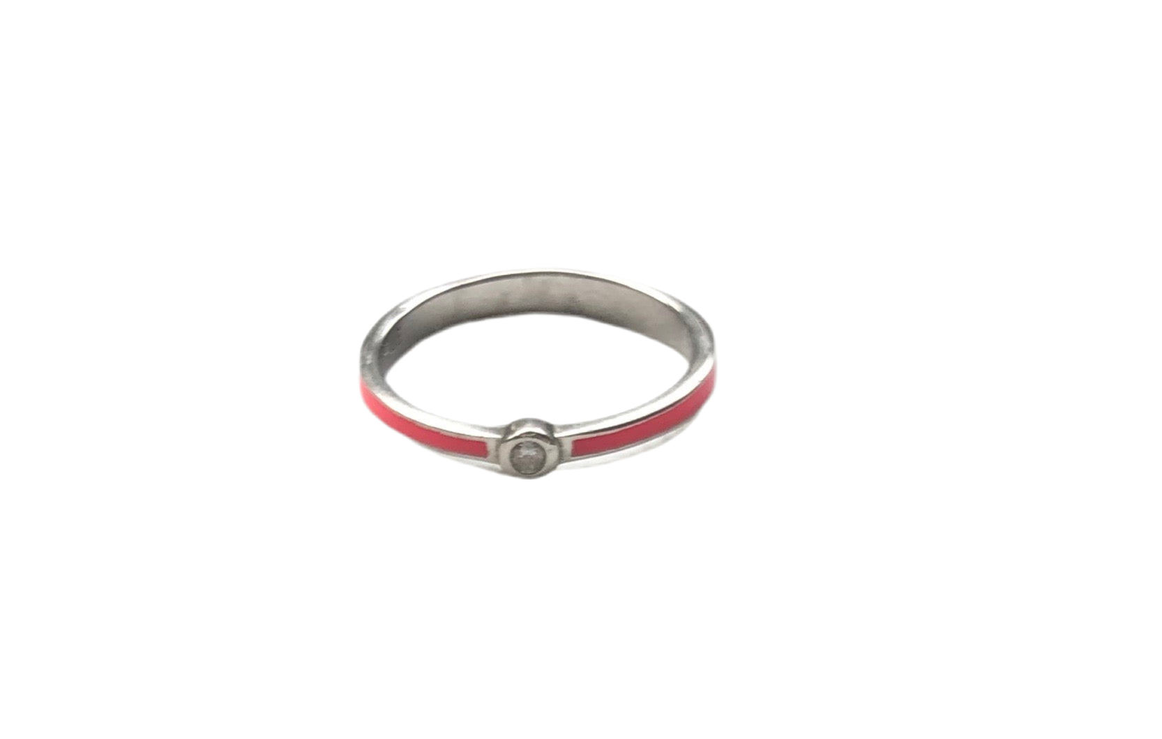 Pink Enamel Solitaire Ring