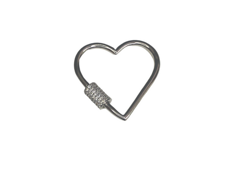 Silver Carabiner Heart Charm