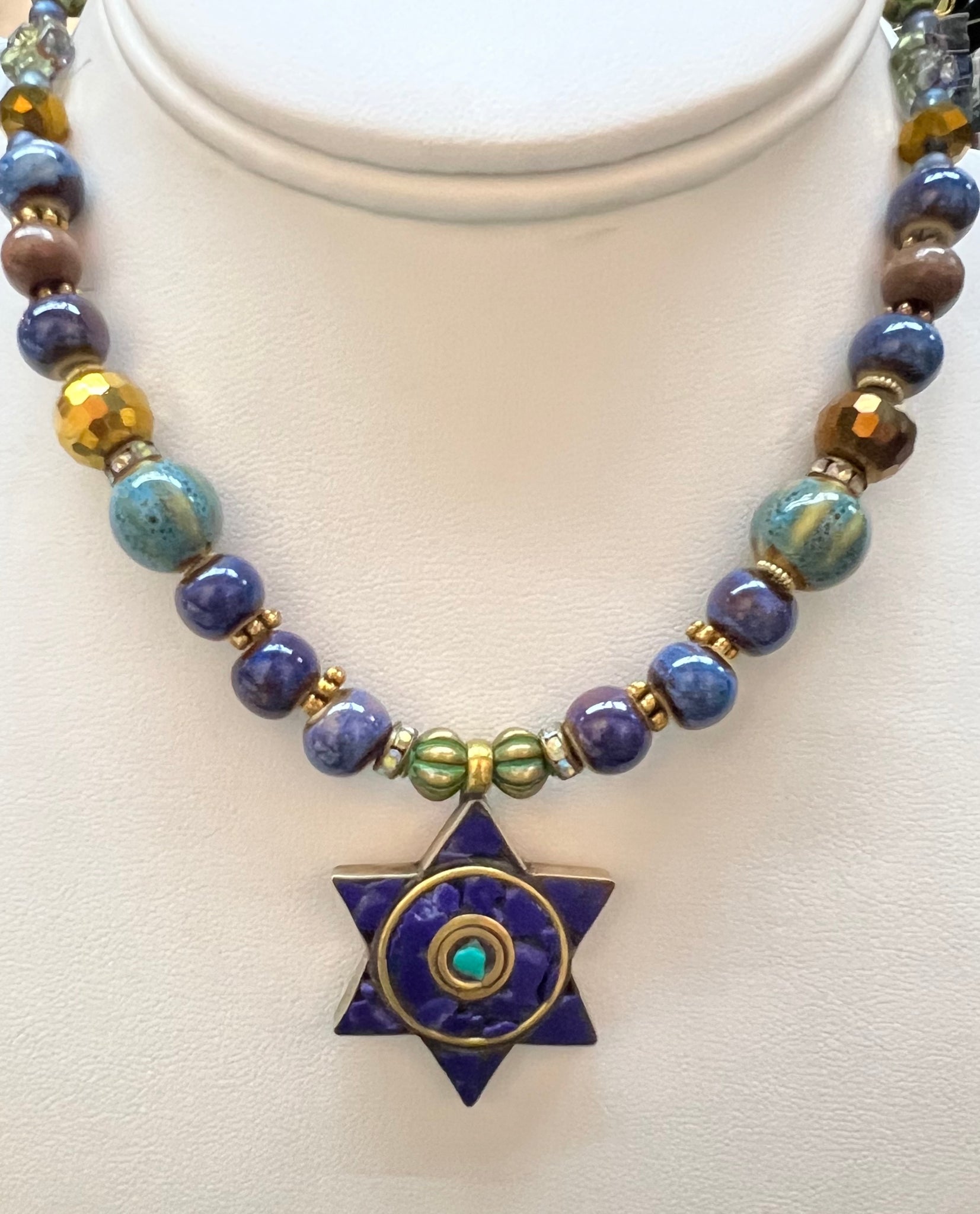 Star Of David Beaded Necklace