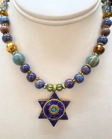 Star Of David Beaded Necklace
