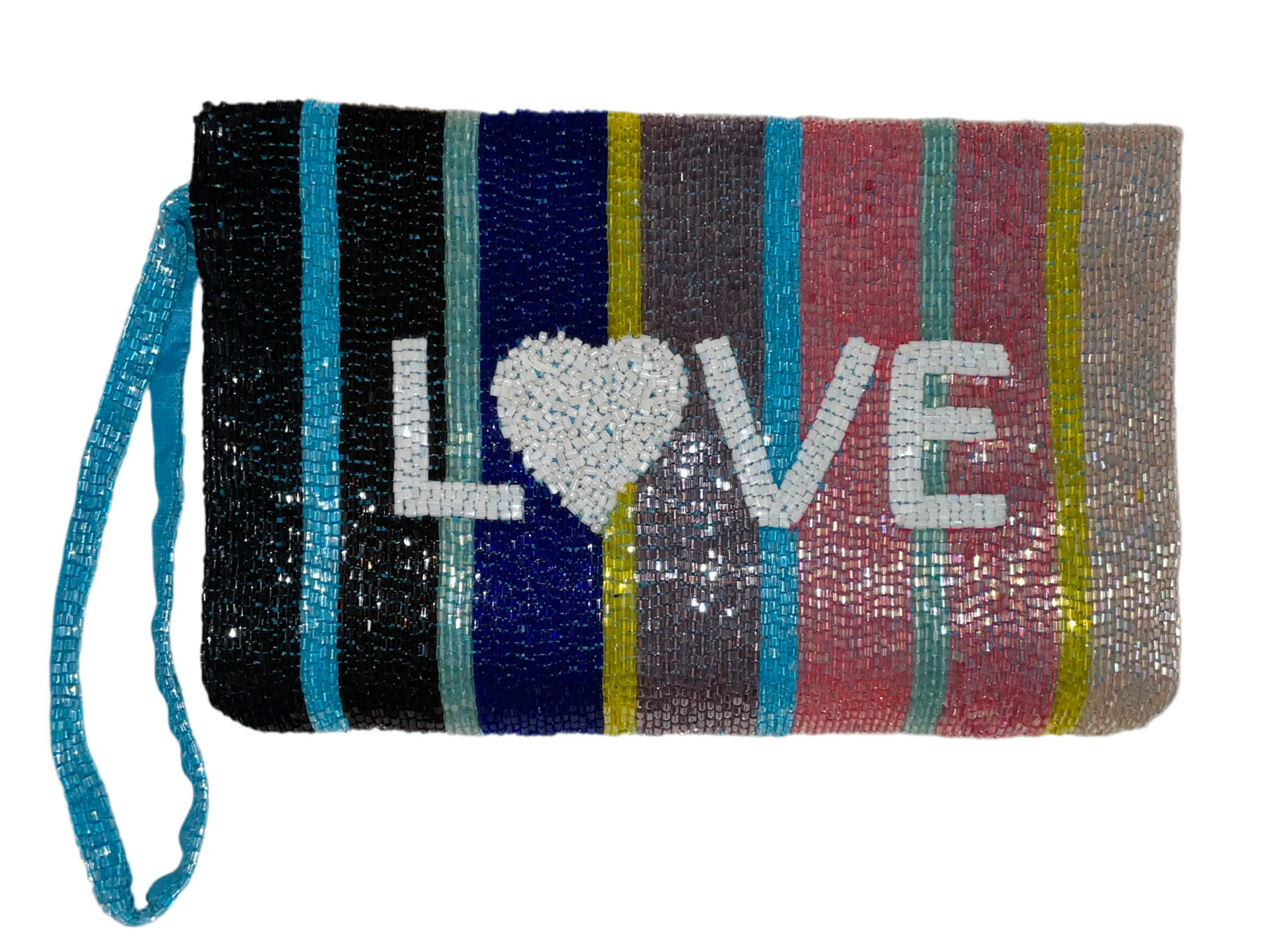 Rainbow Beaded LOVE Wristlet