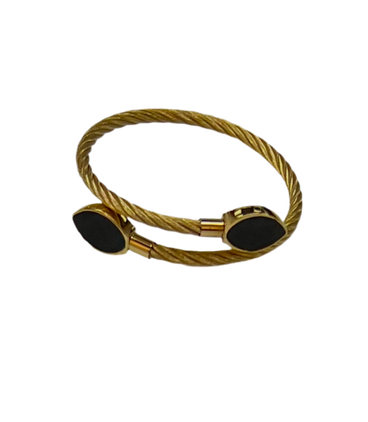 Black & Gold Crossover Cuff Bracelet