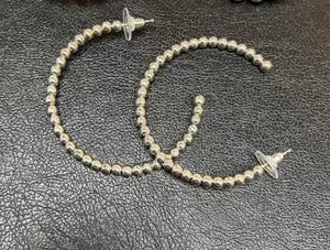Large Silver Ball Hoop Earrings