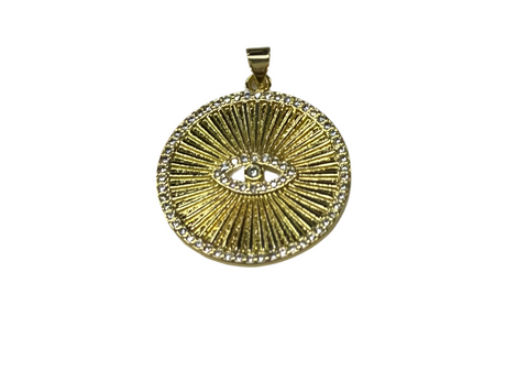 Gold Evil Eye Medallion Charm