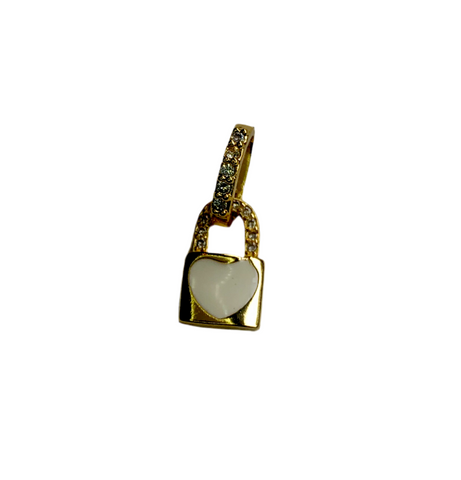 White Enamel Heart Locket Charm