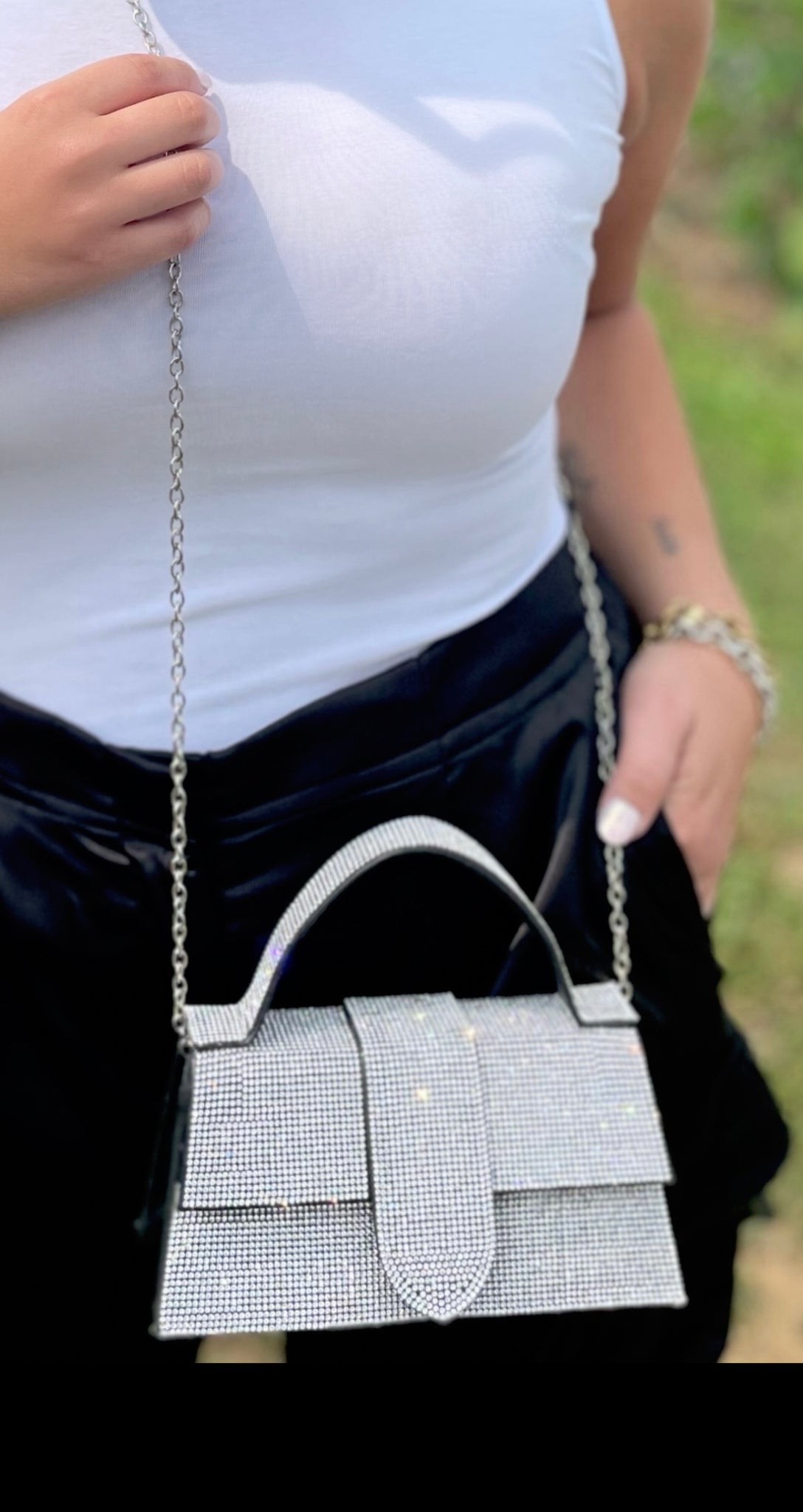 Silver Sparkly Crossbody Party Bag