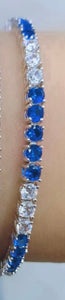 Blue/Silver Color-Blocked 3MM Tennis Bracelet